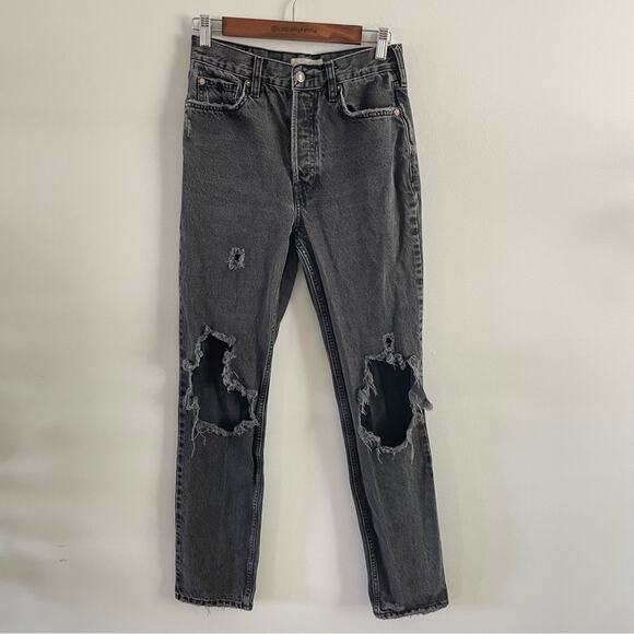 Free People | Women’s We The Free Lasso Jeans Washed Black Distressed Destroyed - Picture 3 of 11